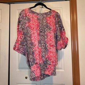 Karma Highway Multicolor Smocked Waist, Back Tie Blouse - One Size